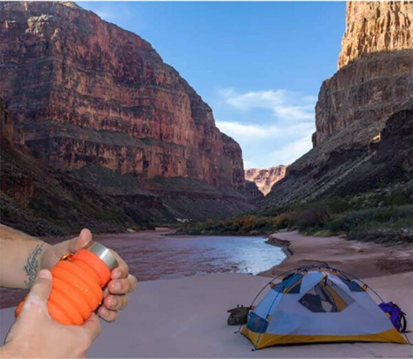 Camping with silicone water bottle