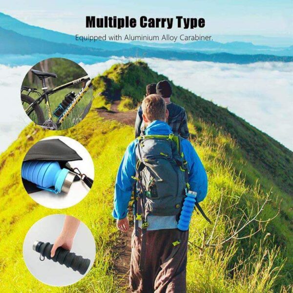 Hiking with silicone water bottle