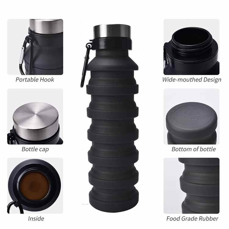 Mumutan Silicone Collapsible Water Bottles, Portable Foldable